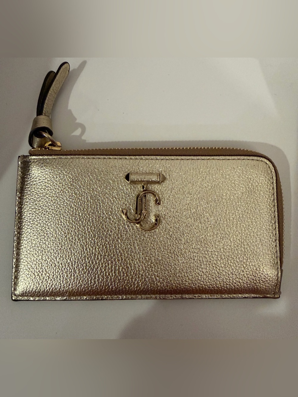 Jimmy Choo Gold Leather Card Case